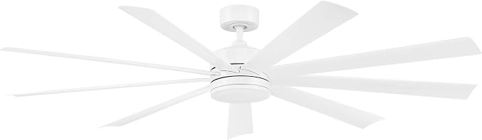 Wynd XL Smart Indoor and Outdoor 9-Blade Ceiling Fan 72in Matte White with 3500K LED Light Kit and Remote Control worksworks with Alexa and iOS or Android App