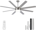 YUHAO 62 Inch Brushed Nickel Ceiling Fan with Light and Remote Control.Noiseless,Dimmable,3CCT,6 Speeds Reversible, DC Ceiling Fans for Indoor or Covered Outdoor Use.ETL Listed