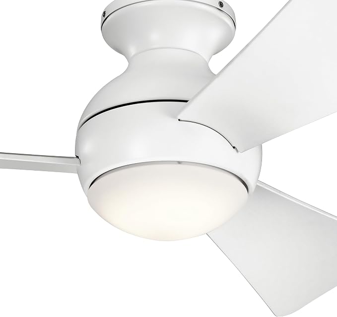Kichler 330151MWH 44 Inch Sola Ceiling Fan LED, 3 Speed Wall Control Full Function, Matte White Finish with Matte White Blades