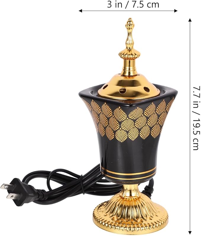 Amosfun Electric Incense Burner Arabian Style Censer Home Office Tabletop Decor Yoga Spa Aroma Ornament US Plug