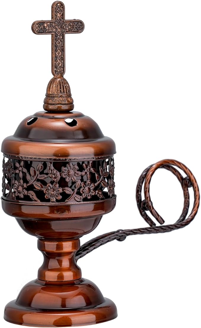 Decorative Palm Tree Incense Burner, Gold Metal Design (Red copper-F008)