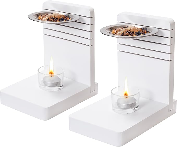 Incense Burner, Incense Holder – Tea Light Candle or Charcoal Resin Heated for Yoga Spa Aromatherapy Meditation, Bakhoor Burner Used for Burning Charcoal, Sambrani, Dhoop & Myrrh Resin (White)