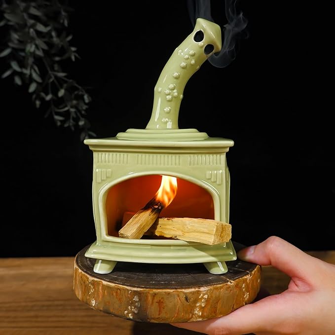 MOUGIGI Light Green Handmade Ceramic Palo Santo Holder for Yoga, Meditation & Energy Cleansing - Versatile Dish for Wood Sticks, Sage Ash Catcher & Cone Burner - Unique Gift for Meditation Enthusiasts