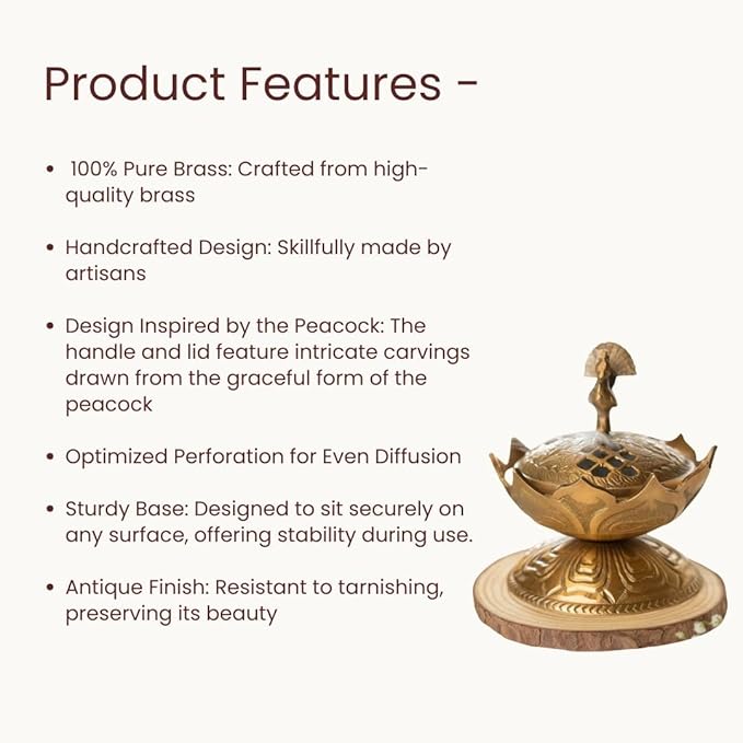RITUALISTIC Lotus Brass Loban Burner Dhoop Holder and Candle Light Incense Burner Pooja Items Dhoop Batti Stand Sambrani Holder Pooja Room Decor Standard Lotus Loban Burner Valentine's day gifts items