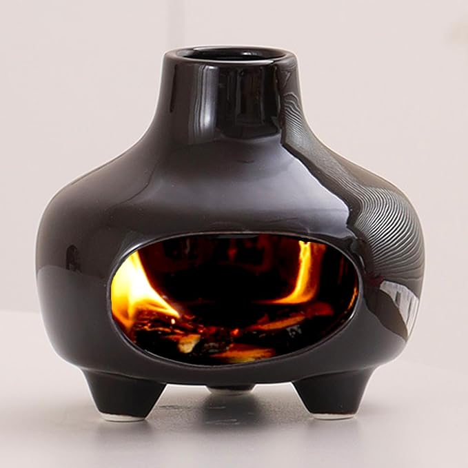Palo Santo Holder,Ceramic Palo Santo Burner Incense Holder,Black Cone Incense Burner Mini Chiminea Wood Sticks,Ash Catcher,Aromatic Home Decor for Spiritual Rituals,Yoga,Meditation, 4*4*4INCH