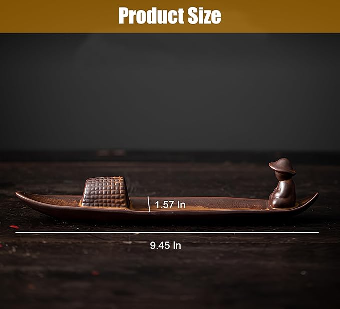 Incense Stick Holder, Incense Holder for Insence Sticks, Tray for Incense Ash, Ceramic Crafts, Chinese Classical Boat Design, Home Décor, Best for Meditation, Yoga, Home, Office