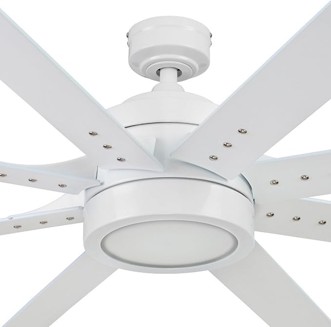 Honeywell Ceiling Fans Xerxes Modern 62 Inch Ceiling Fan with Light, Remote Control Fan, LED Indoor Fan with 8 Blades, White and Gray Wash Blade Finish Options, White (51628-01)