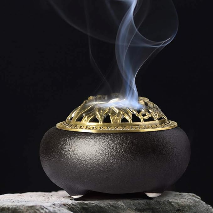 Tomorotec Dual Use Stick Incense Burner and Cone Incense Holder, Attom Tech Home Ceramic Incense Holder, Incense Ash Catcher (Black, Incense Sold Separately)