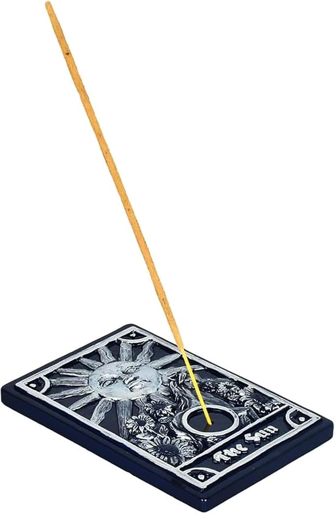 Sun Tarot Card Incense Burner – 3.5" x 5" Hand-Painted Holder | Tarot Decor, Meditation Tool, Spiritual Gift | Sun Card Symbolism for Positivity, Clarity & Energy Cleansing
