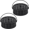 Portable Iron Mosquito Coil Holder with Handle Round Heat-Resistant Incense Holder for Home Office Camping (2Pack Black)