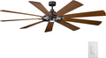 Kichler Gentry XL 85" Ceiling Fan with Lights, 1-Light LED, 3000K, 9-Blade Modern Rustic Fan for Bedroom in Anvil Iron, (85" W x 16.5" H), 300285AVI