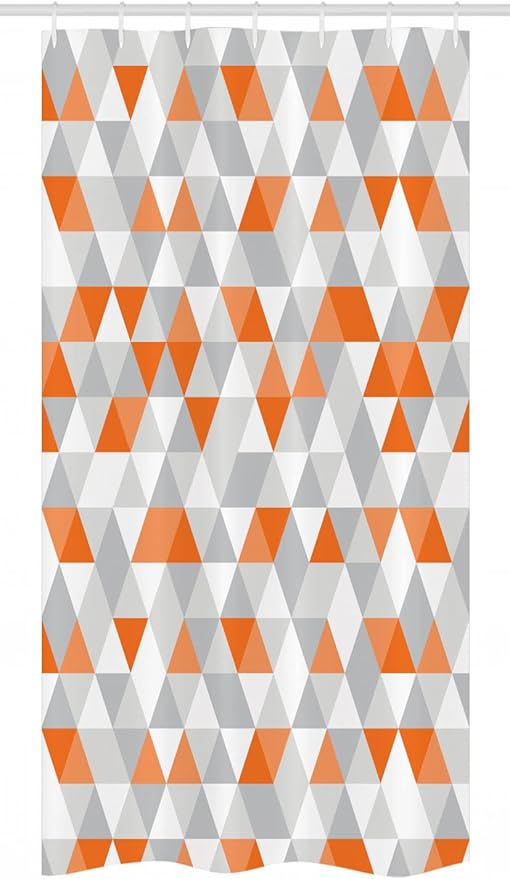 Ambesonne Geometric Stall Shower Curtain, Triangles Argyle Like Polygonal Pattern Modern Look Zigzag Ornament, Fabric Bathroom Decor Set with Hooks, 36" W x 72" L, Orange Salmon
