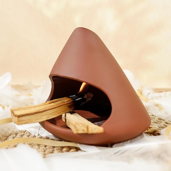 MOUGIGI Terracotta Zongzi Palo Santo Holder–Elegant Sage Cone Incense Dish for Zen Meditation Altar, Energy Cleansing&Yoga Spa–Perfect for Mindfulness, Aromatherapy, Stress Relief&Spiritual Decor Gift