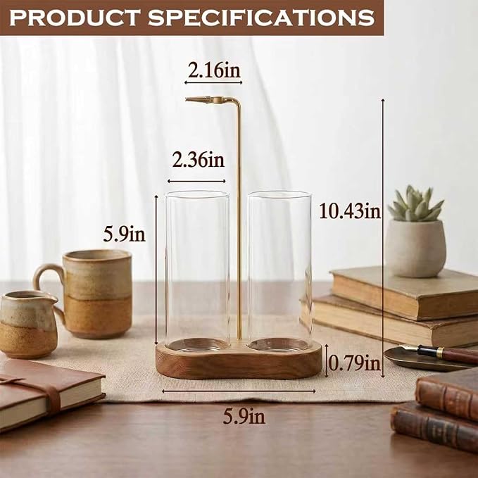 Incense Holder for Sticks with Glass Ash Catcher - Upside Down Anti-Ash Flying Incense Burner & Stick Storage Organizer, Ideal for Meditation, Yoga, Zen Home Decor, Spa Relaxation Gift (Natural Wood)