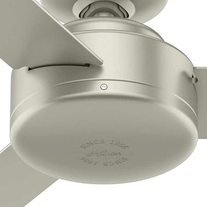 Hunter Presto, Indoor, Ceiling Fan, No Light, Modern, 52 inch, Matte Nickel | SureSpeed high velocity airflow you can feel; no-light design and 3D Interactive Guide support bedrooms and home offices.