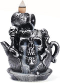 Creative Resin Skull Shaped Incense Burner Teapot Backflow Waterfall Incense Holder Indoor Aromatherapy Burner Handicraft Ornament