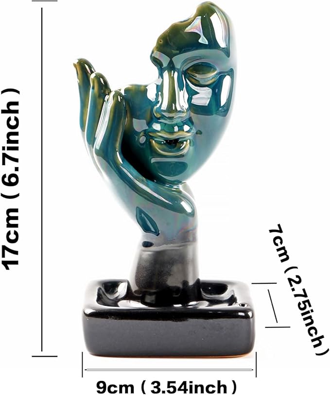 Backflow Ceramic Incense Burner for Incense Cones Creative Half Face Contemplate Reverse Flow Censer Incense Stick Holder