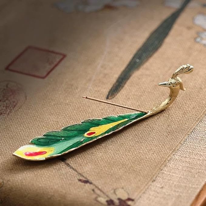 Phoenix Incense Holder Burner with Ash Catcher - Zinc Alloy Decor for Meditation & Yoga, Portable Elegant Spiritual Tray, Vibrant Color Zen Home Accessories
