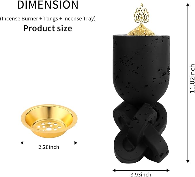 TERSCHELLING Frankincense Resin Incense Burner,Bakhoor Burner,Charcoal Incense Burner, 11.02Inches Tall Incense Censer - for Meditation,Yoga,Spa Aromatherapy,Office,House Warming Gifts& Home Decor