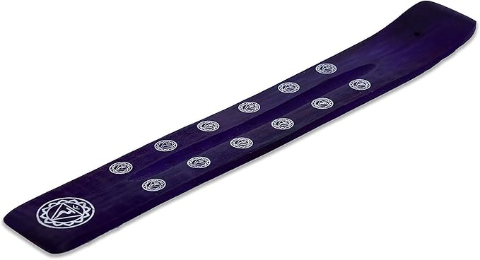Bless-International Traditional-Handmade-Burner Wooden-Incense-Stick-Holder Ash-Catcher-Stand for-Aromatherapy-Meditation-Yoga (Heavens Blue) 10 Inches, Pack of 1