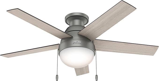 Hunter Anslee, Indoor, Ceiling Fan, with LED Light, 46 inch, Matte Silver