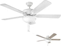Hinkley Metro 52" LED Indoor Dual Mount Ceiling Fan with Light, Traditional Style, Reversible Wooden Fan Blades, Chalk White and Weathered Wood, Remote Sold Separately