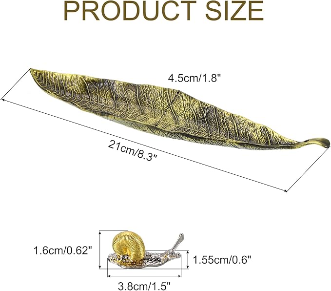 uxcell Incense Holder Set, Leaf and Snail Incense Burner, Incense Ash Catcher, Modern Stick Incense Holder for Yoga, Meditation, Home, Office, Copper