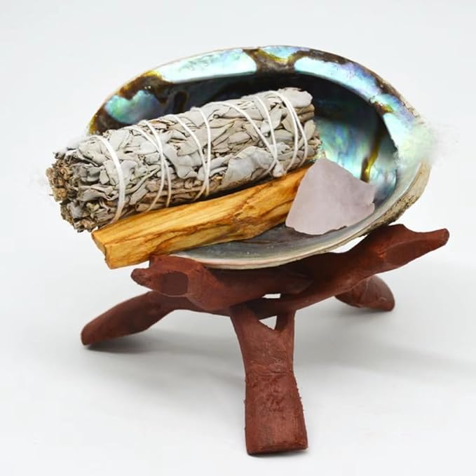 Colorful Fashionable Large Abalone Shell Bowl, 4-4.5 Inch Exquisite Natural Sea Shell Smudge Bowl for Sage Burning and Incense for Decor, Display and Great Gift, Incense Holders, Decorations