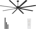 96 Inch Industrial Ceiling Fan Without Light, Matte Black Outdoor Model for Covered Areas, 8 Aluminum Blades, Powerful Airflow, Modern No-Light Design, CF04NBK-96