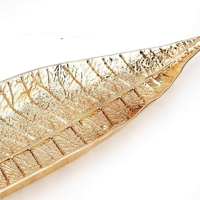 Zen Leaf Incense Burner with Ash Catcher - Compact Zinc Alloy Golden Tray for Meditation, Yoga & Home Decor, Portable Spiritual Aromatherapy Holder