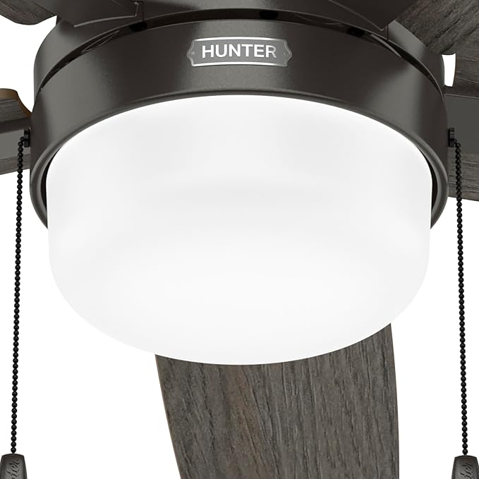 Hunter 52" Anisten Indoor Ceiling Fan, LED Light, Pull Chain, Noble Bronze | WhisperWind whisper-quiet motor, DuraLight lens, and 3" downrod support bedrooms, offices, and great rooms year-round.