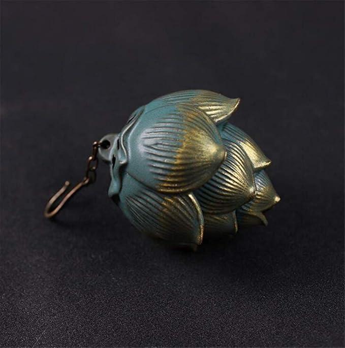 Primst Lotus Furnace Hollow Hanging Ball Incense Burner, Ceramic Backflow Incense Cones and Incense Coil Holder for Home Office Ornament Decoration