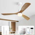 Sofucor 52 Inch Smart Ceiling Fan, Indoor/Outdoor Ceiling Fans with Lights and Remote, Work with Alexa/Google/APP, 6-Speed, Quiet DC Motor, 3 Blades Solid Wood Ceiling Fans for Bedroom Farmhouse Patio