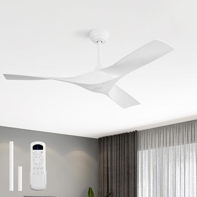 Sofucor 52 Inch Ceiling Fans No Lights, Modern Ceiling Fan with 3 Plastic Blades, 4500CFM 6-Speed 3-Timer Reversible DC Motor, for Bedroom Living Room Patios Office, ETL/FCC