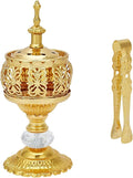 Church Incense Burner, Multi-Purpose Burner with Tong Charcoal Metal Vintage Censer Holder for Church Yoga Meditation and Home Decor
