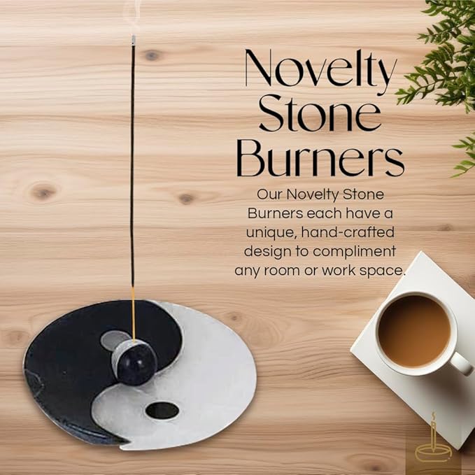 Gonesh - Incense Holder - Modern Home Decor - Stone Incense Burner - Yin & Yang - 4” x 4”