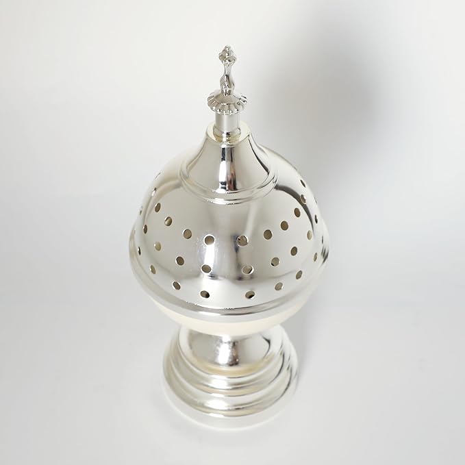 Incense Burner Frankincense Charcoal Incense Round Stand Metal Vintage Aroma Lamp Incense Holder Iron Home Scented Tabletop Christian Church Censer Decorative（White）