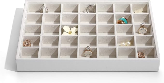VLANDO Stackable 1-Layer Jewelry Tray - Multipurpose Jewelry Accessories Display Storage and Organizer for Earring Necklace Bracelet Ring, White