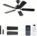FUMLTP 42 inch Modern Ceiling Fans with Lights APP/Remote Control, Low Profile Reversible 6 Speeds Ceiling Fan Light for Indoor/Outdoor Patio Bedroom Living Room,Black
