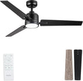 Newday 48 Inch Ceiling Fans with Lights Remote, Black Ceiling Fans Dimmable 3 Color Temperature, Timer, 3 Blades, 6 Speed Modern Fan Quiet Reversible DC Motor for Indoor or Covered Outdoor