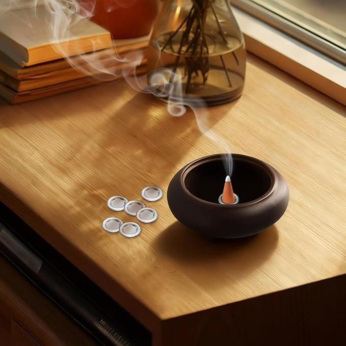 40-Pack Mini Incense Holder Trays 1.18In Metal Cone Burner Stands for Home Aromatherapy and Decorative Incense Tray Use