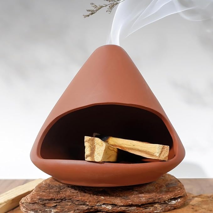 MOUGIGI Terracotta Zongzi Palo Santo Holder–Elegant Sage Cone Incense Dish for Zen Meditation Altar, Energy Cleansing&Yoga Spa–Perfect for Mindfulness, Aromatherapy, Stress Relief&Spiritual Decor Gift