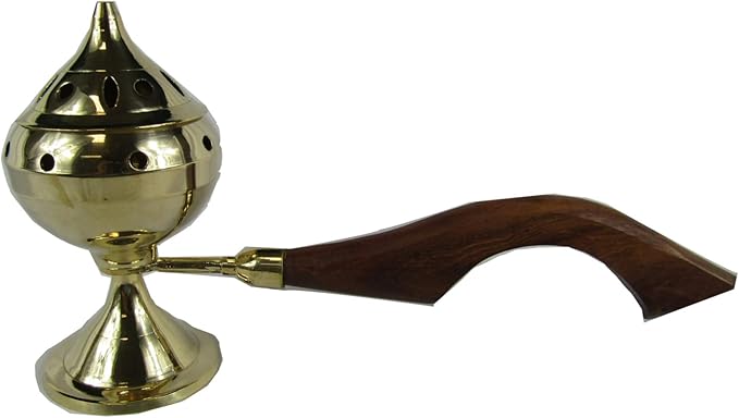 Incense Burner for Purifying, Cleansing, Healing, Metaphysical, Meditation and Wicca (5" Brass Censer Burner with Handle)