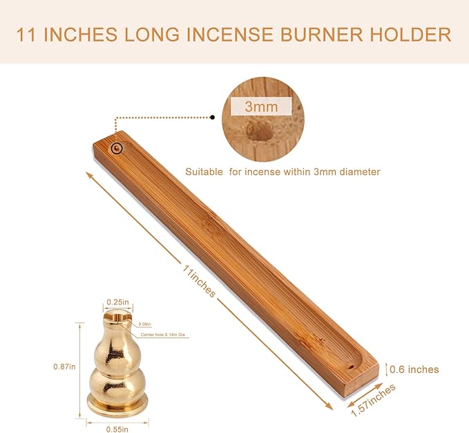 HOSSIAN Incense Holders-Bamboo Incense Holder for Sticks-Ash Catcher Wooden Handmade Gift 11 inches