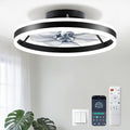 Ceiling Fans with Lights and Remote, 20" Low Profile Flush Mount Ceiling Fan, Pre-Assembled Design, Quiet DC Motor, 6 Wind Speeds, Dimmable 2700-6500K LED Light, Modern Ceiling Fan for Bedroom (Black)