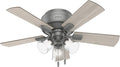 Hunter Crestfield, Indoor, Ceiling Fan, Quiet, 42 inch, Matte Silver