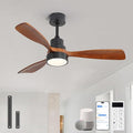 Sofucor 48 Inch Smart Ceiling Fans with Lights-Flush Mount & Downrod Mount Modern Outdoor Ceiling Fans with Alexa/Google Assistant/APP/Remote Control for Bedroom/Farmhouse/Patio, Black & Walnut