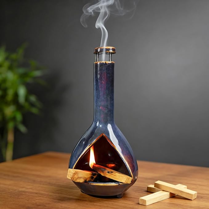 Premium Ceramic Palo Santo Holder - HighTemperature 1200°C Mini Chiminea for Sage, Incense & Palo Santo Sticks-Elegant Design for Energy Cleansing, Yoga, Meditation & Aromatherapy Idea