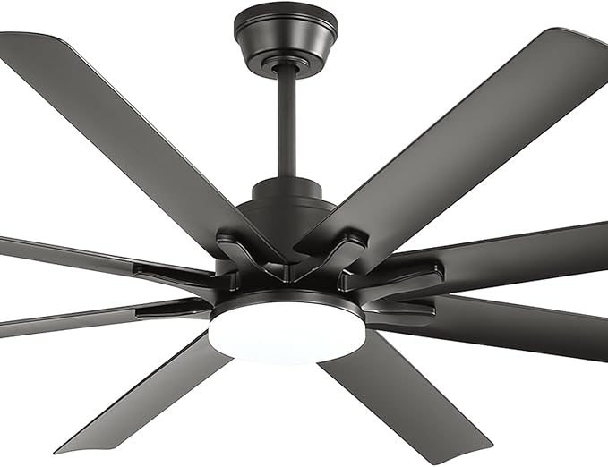 Sofucor 66" Smart Ceiling Fans with Lights, Indoor/Outdoor Ceiling Fan with Light and Remote, Compatible with Alexa/Google/App, Reversible DC Motor, 8 Blade Black Ceiling Fan Light for Patio Bedroom
