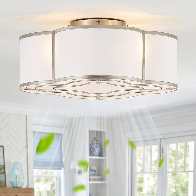 20" Boho Ceiling Fan with Light, Flush Mount Ceiling Fan with Light Remote Control, Enclosed with 6 Speeds for Bedroom, Living Room, Foyer, Nursery